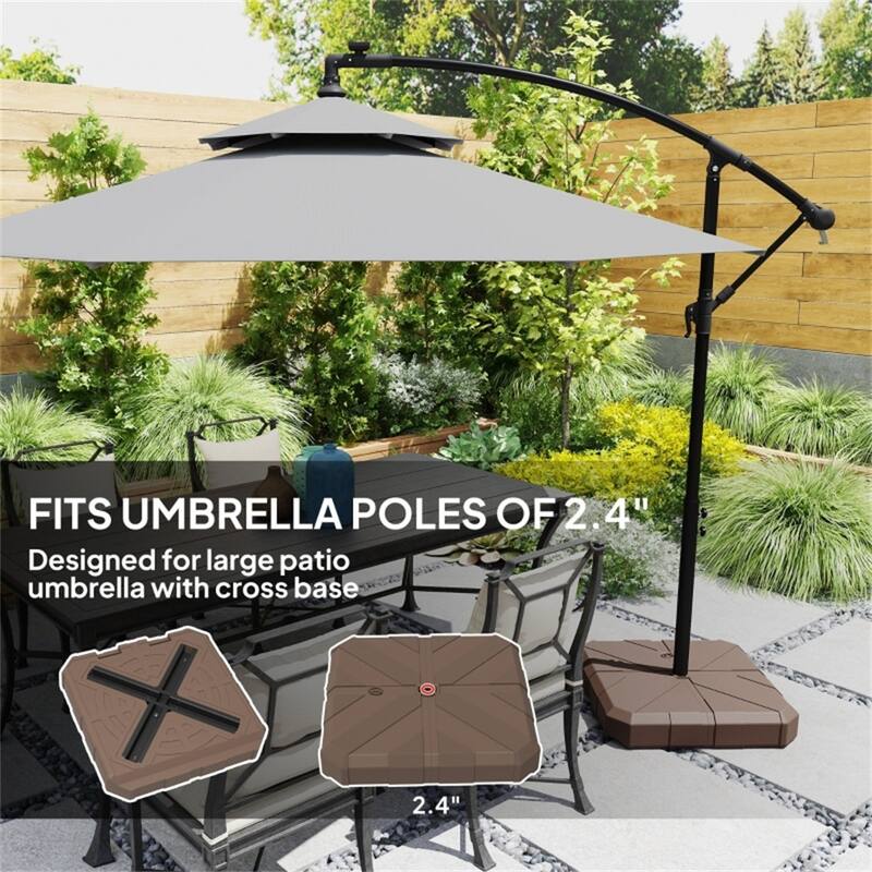 HDPE and Metal Offset Umbrella Base Sand or Water Fillable Heavy Duty for 2.4 Inch Poles Outdoor Patio Parasol Stand