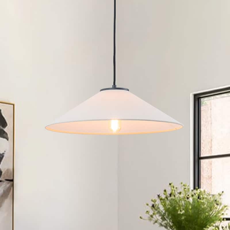 1-Light Modern Fabric Single Cone Pendant