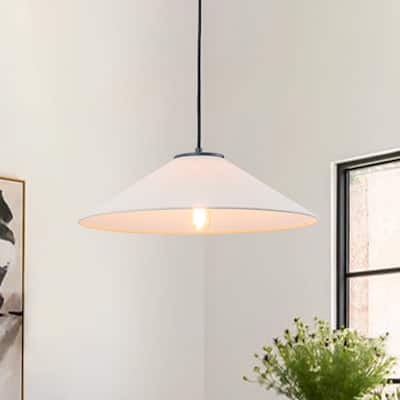 1-Light Modern Fabric Single Cone Pendant