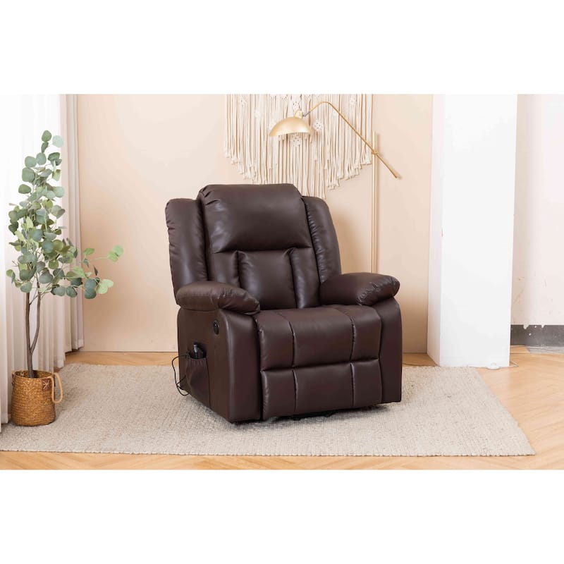 Faux Leather Power Lift Recliner Chair, Heat and Massage by Remote Control