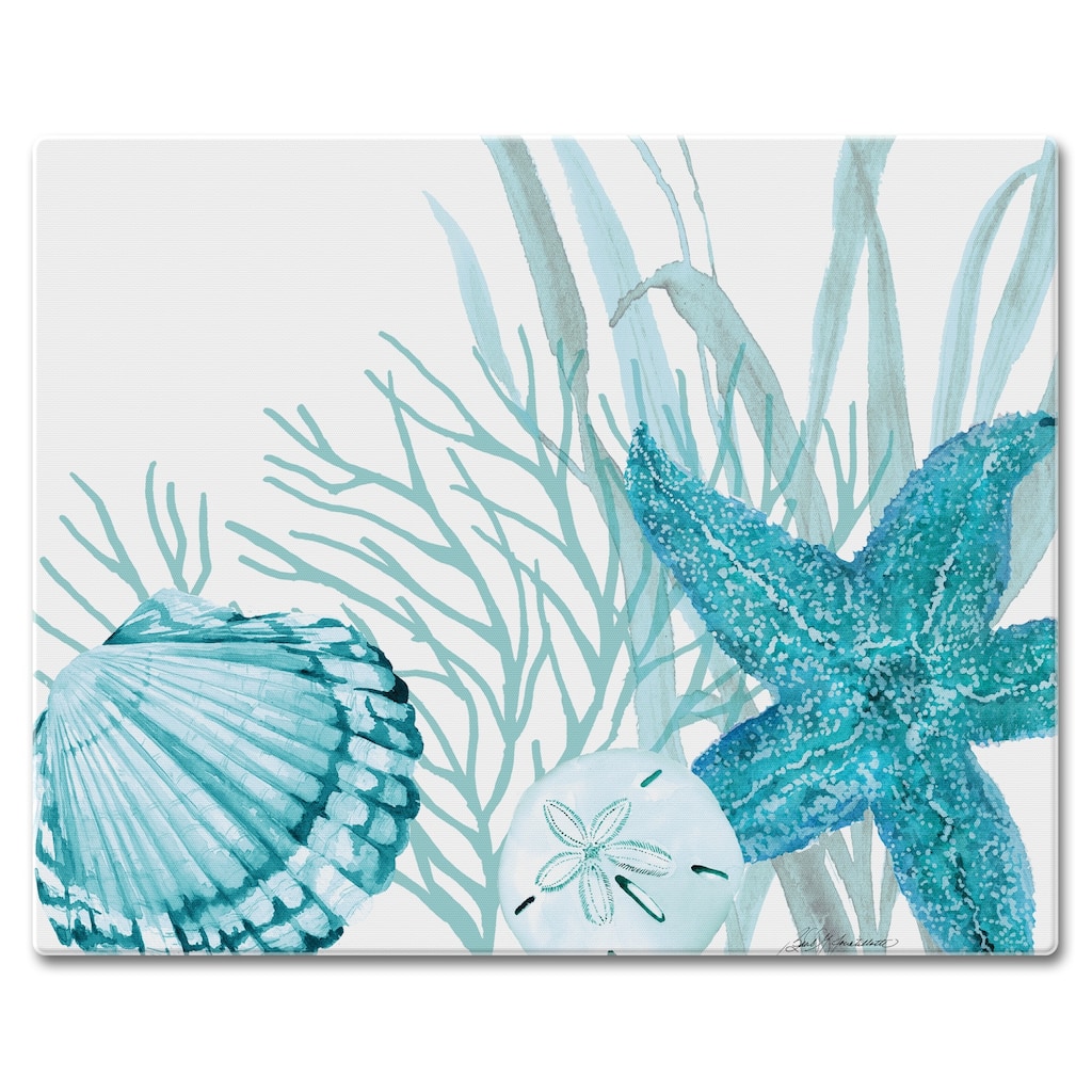 Counterart Glass Cutting Board Counter Saver 12"x15" , Coral Life - 12x15x.189
