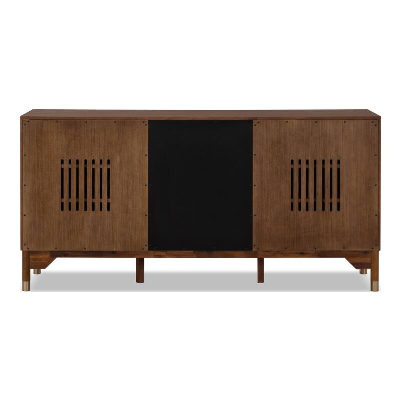 Furniture of America Forma Mid-Century Modern Walnut Solid Wood Dining Server Cabinet