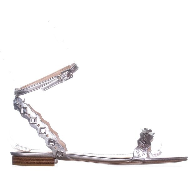 silver ankle strap flat sandals