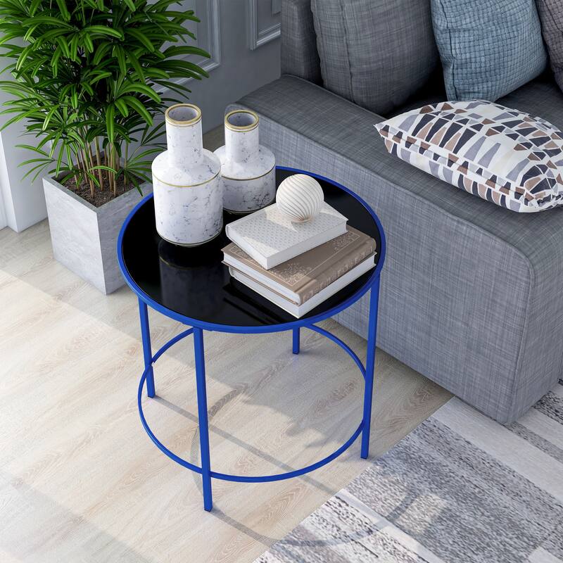 Llewellyn Contemporary 22-inch Glass Top Side Table by Furniture of America