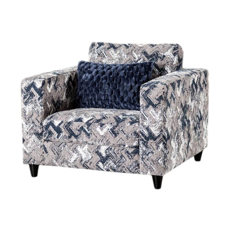 Harie Accent Club Chair, 1 Throw Pillow, Light Gray Chenille Pattern