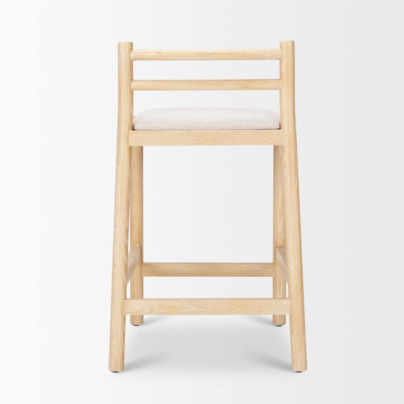 Sam Beige Fabric Seat With Light Brown Solid Wood Frame Counter Stool