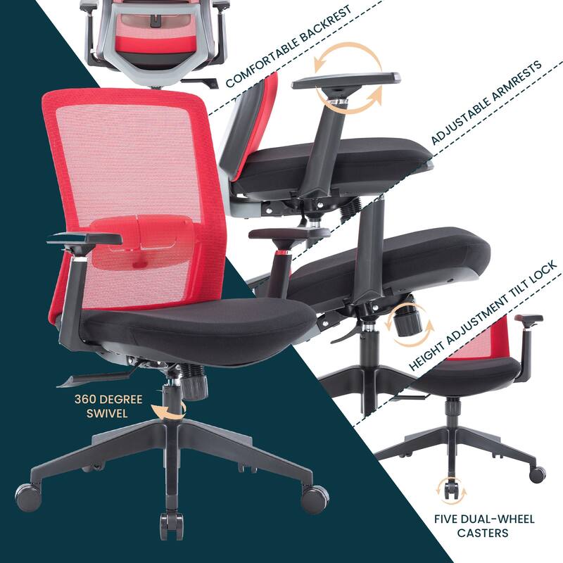 Ingram Contemporary Ergonomic Mesh Office Chair - Adjustable Height & Armrests, Mid-Back Swivel Desk Chair for Home Office
