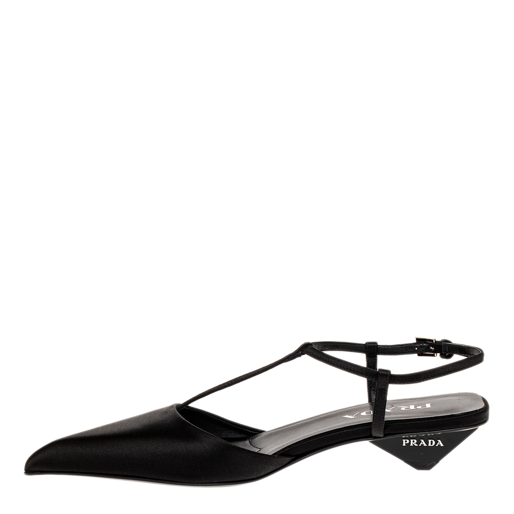 Prada Satin Slingback Pumps - Overstock - 43449756