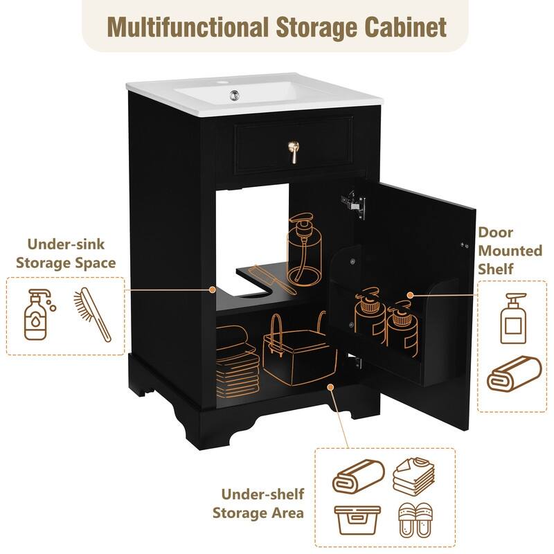 MEDUNJESS 20'' Bathroom Vanity with Ceramic Sink, Bathroom Storage Cabinet