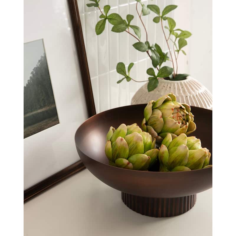 Kate and Laurel Rooks Ribbed Metal Bowl