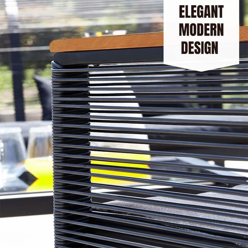 4-pc. Black Wicker Cord Patio Conversation Set