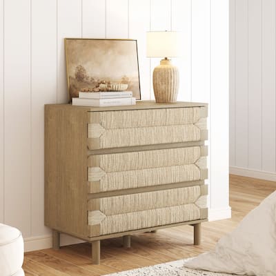 Beacon 3 Drawer Dresser, Bohemian Woven Seagrass Bedroom Dresser