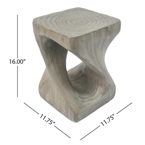 dimension image slide 2 of 8, Christopher Knight Home - Aurelian Quenby MGO Lightweight Concrete Twist End Table with Wood-Grain Texture