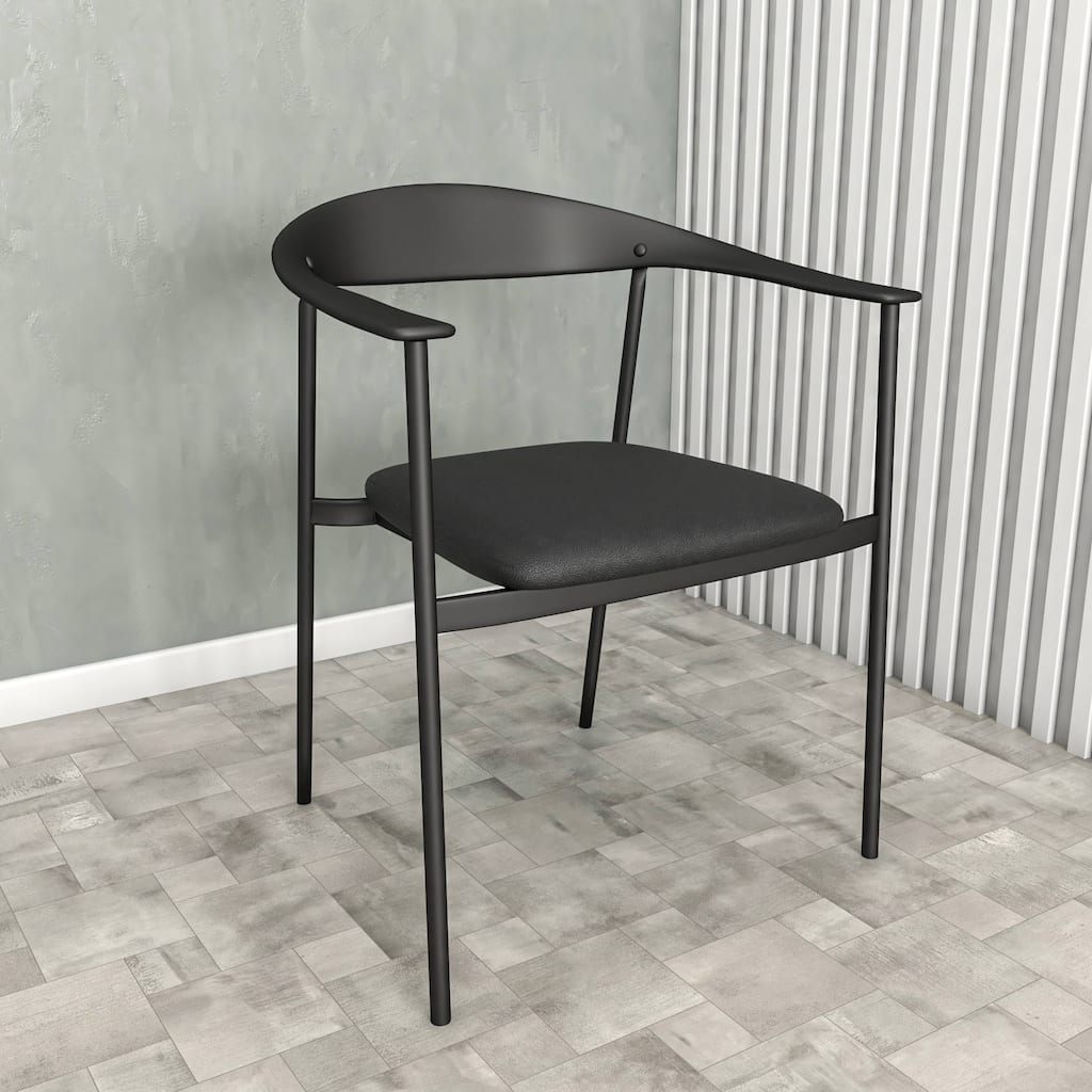Leather Dining Chair with Stainless Steel Frame Set of 4 Kora Series