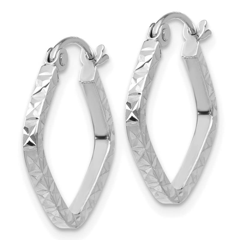 Curata 14k Yellow or White Gold Sparkle Cut 2x17mm Squared Hoop Earrings