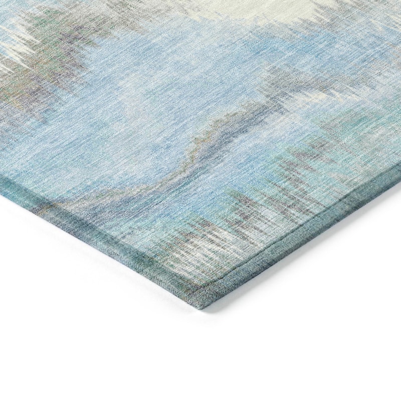 Machine Washable Indoor/ Outdoor Abstract Watercolor Chantille Rug