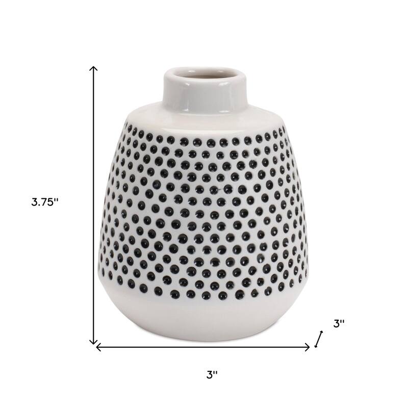 Set of Two Black And White Ceramic Round Table Vases - 3.00