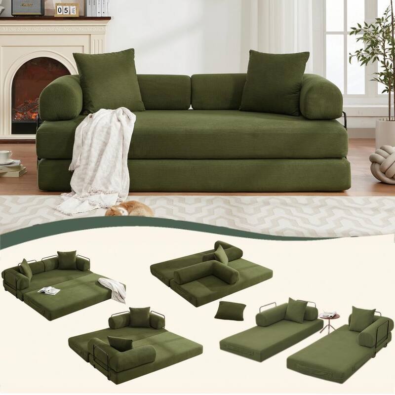 78.5" 4-in-1 Folding Convertible Out King Size Sleeper Sofa Bed