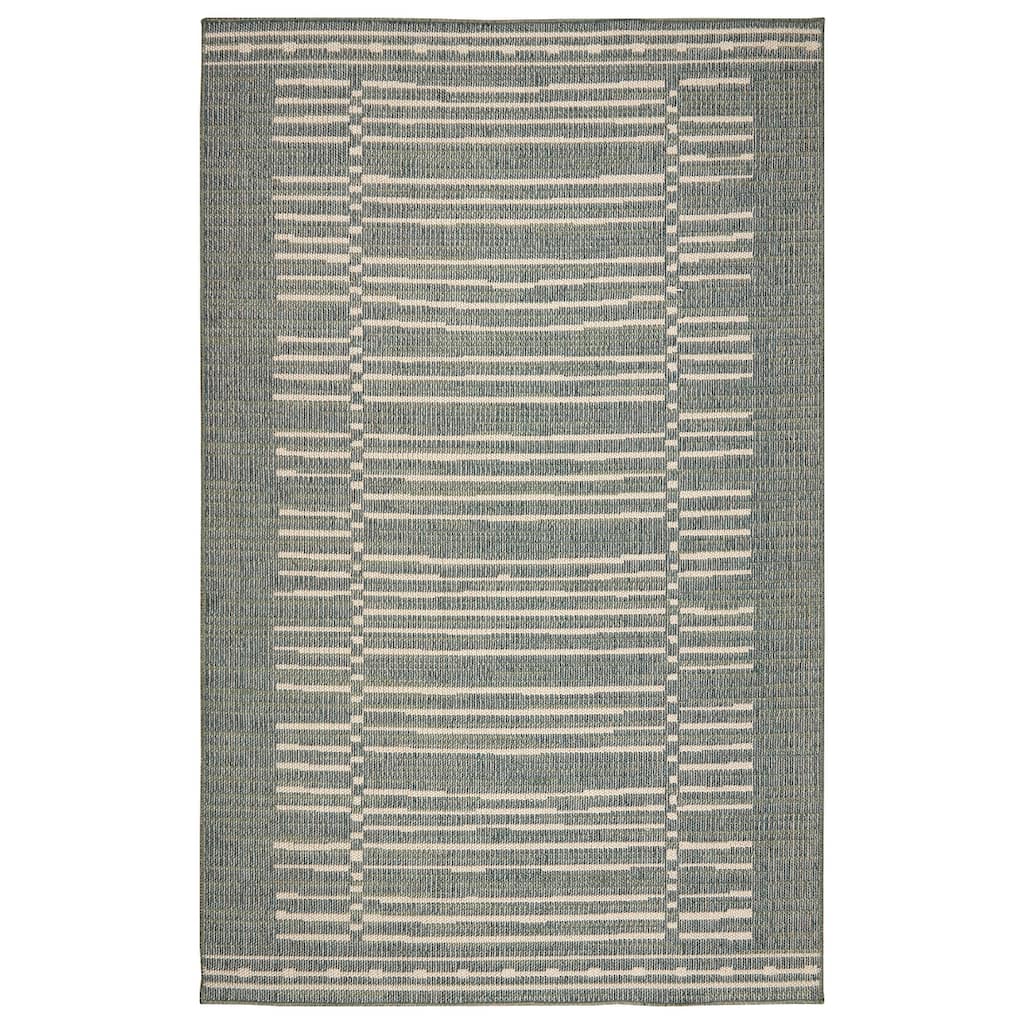 Terra by Obeetee Canyon Lines Dark Green Rug - 5'3" x 7'3"