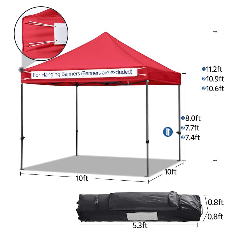 Yaheetech Adjustable Commercial Pop-up Canopy with Wheeled Carry Bag