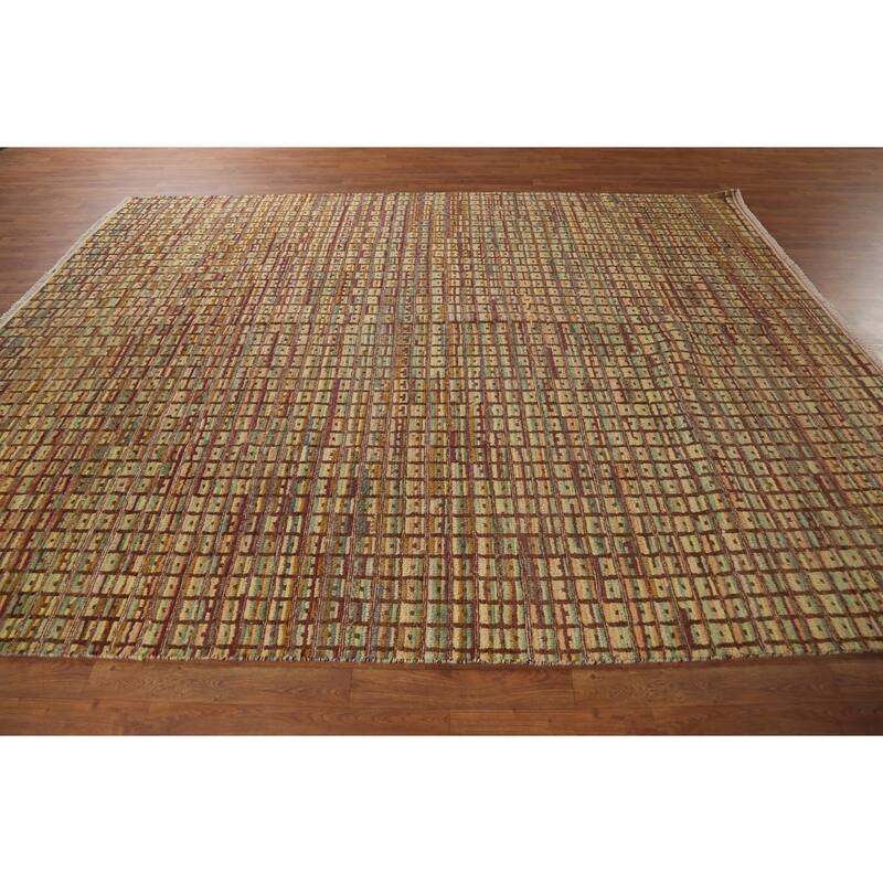 All-Over Checkered Moroccan Area Rug Hand-Knotted Wool Carpet - 8'0"x 10'3"