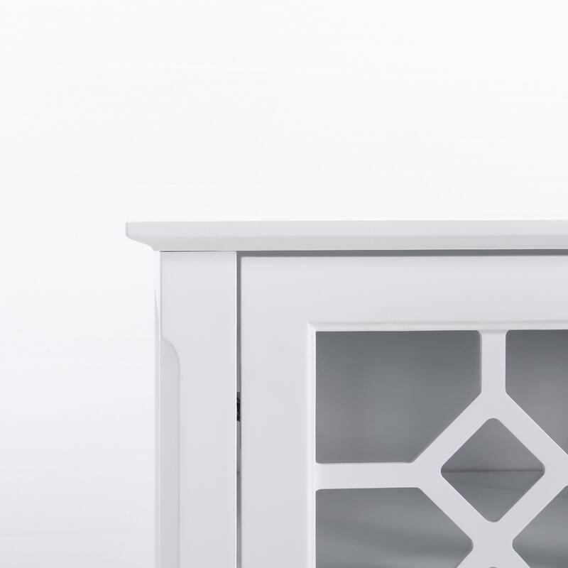 HOMCOM Wood Accent Sideboard Buffet Serving Storage Cabinet with 4 Framed Glass Doors, Adjustable Shelves - 54"W x 15.5"D x 32"H