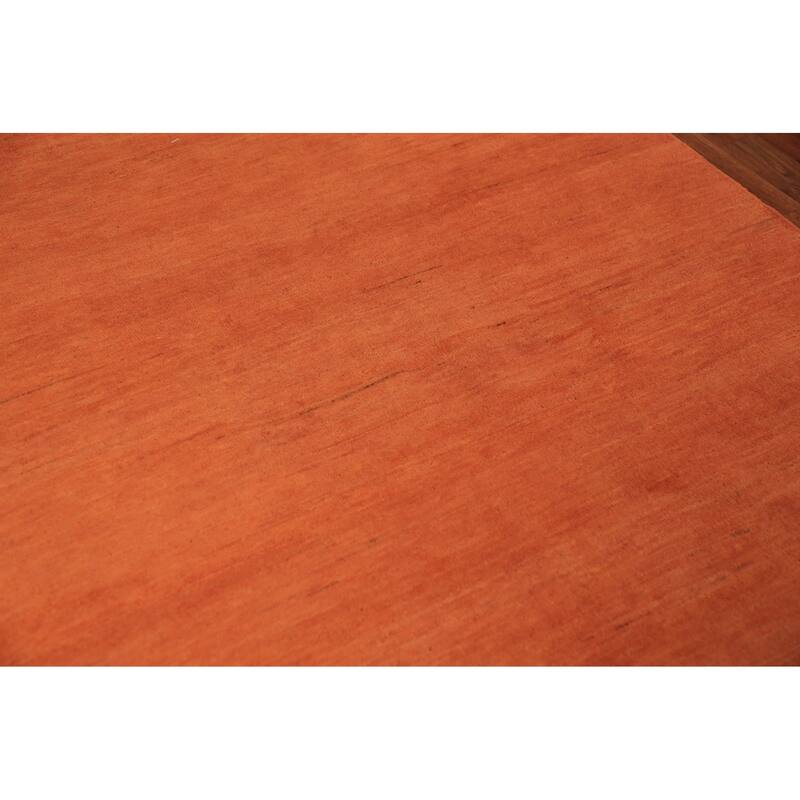 Gabbeh Modern Oriental Rug Handmade Orange Solid Wool Carpet - 5'1" x 6'2"