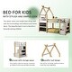preview thumbnail 6 of 13, Twin over Twin House Bunk Bed with White Storage Staircase and 2 Blackboards for Kids