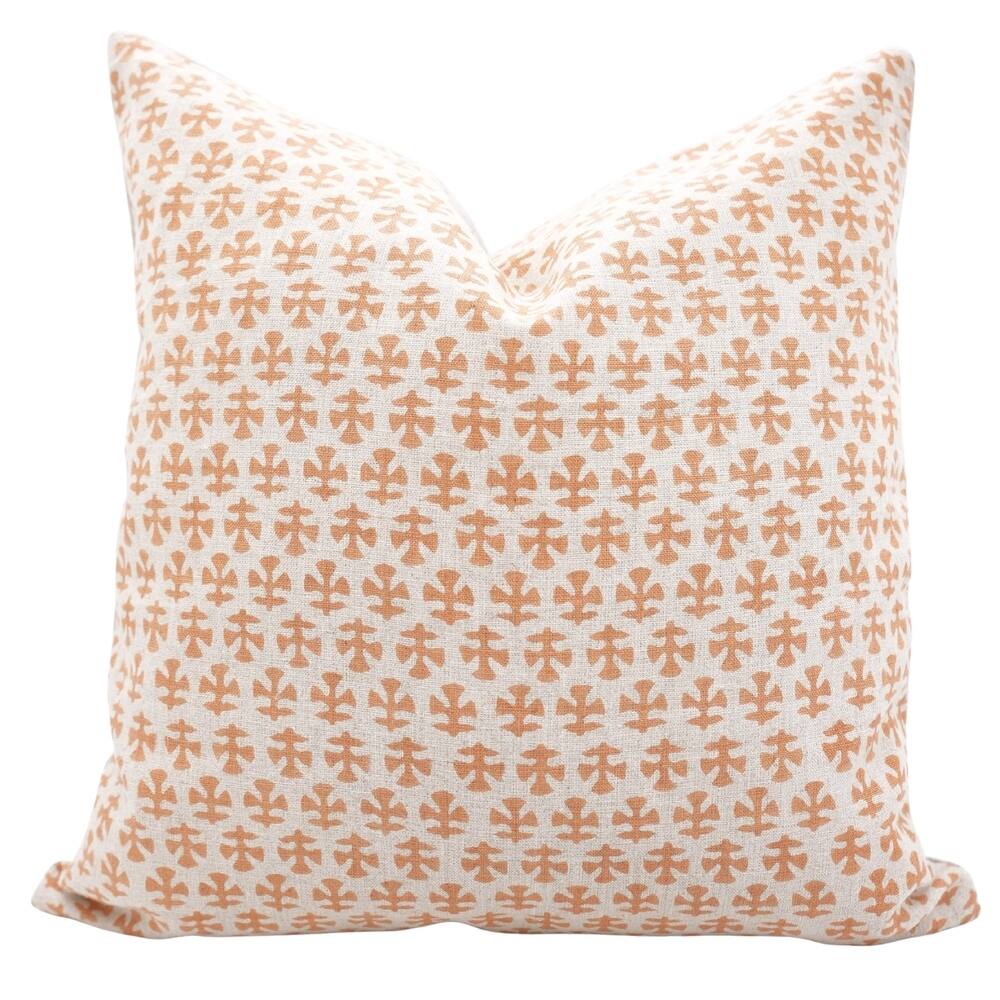 Fabdivine Handmade Block Print Floral Pillow Cover, Soft Pure Linen for Sofa, Alpana