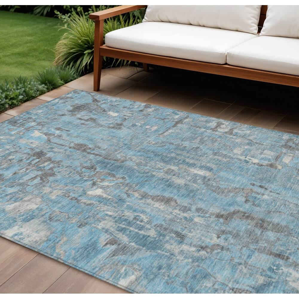 HomeRoots Abstract Transitional Rectangle Outdoor Rug