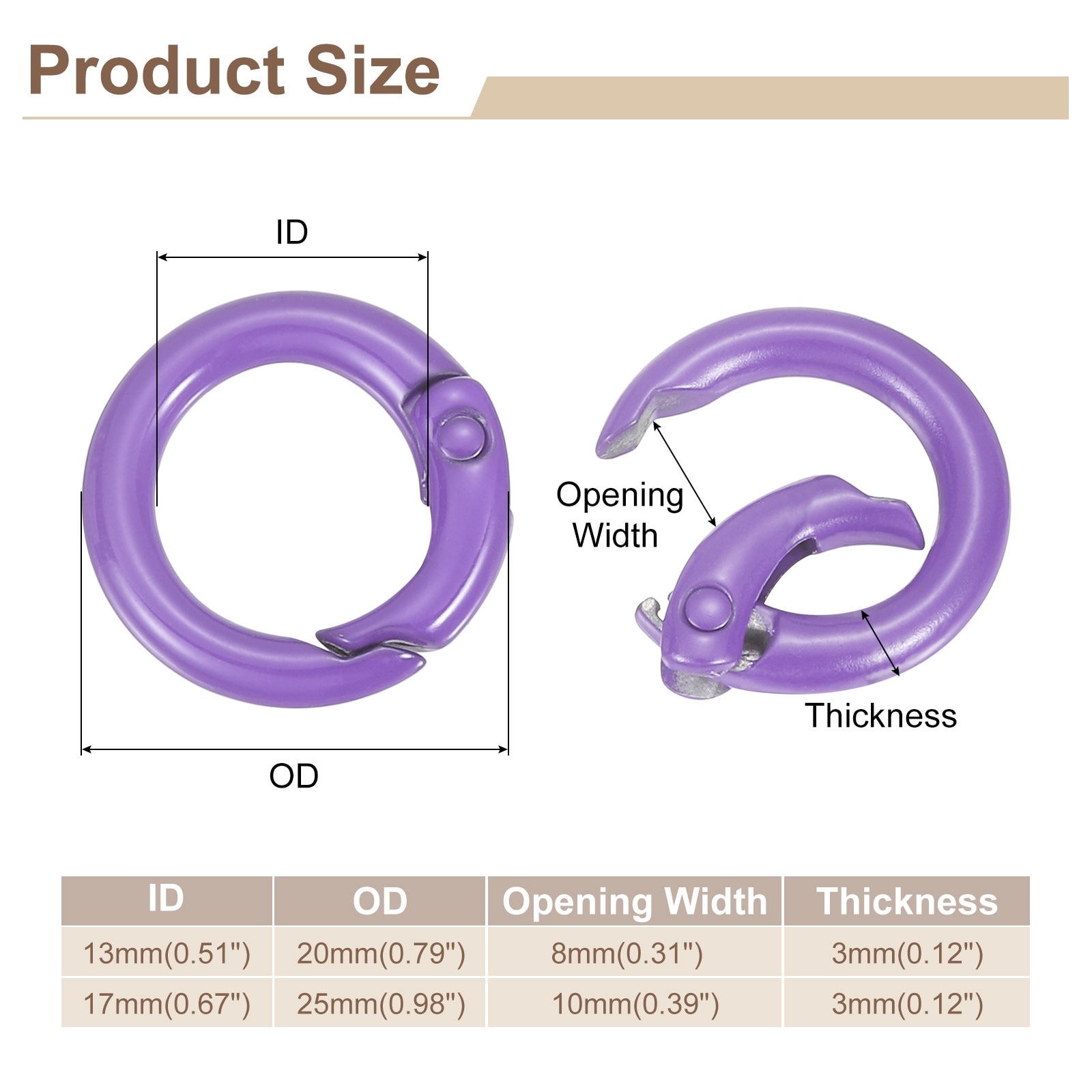 O Ring Clip, Zinc Alloy Colorful Spring O Rings, Round Gate Clip Snap Clasp Hooks Trigger Buckles