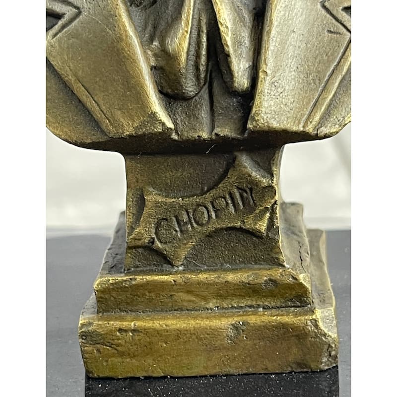 Frederic Chopin Composer Bronze Metal Bust Sculpture Statue Figure On Marble Base