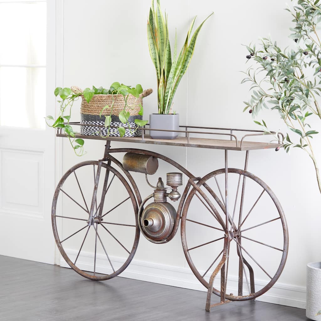 Bronze Metal Indoor Outdoor Weathered Vintage Bike Indoor Outdoor Plantstand
