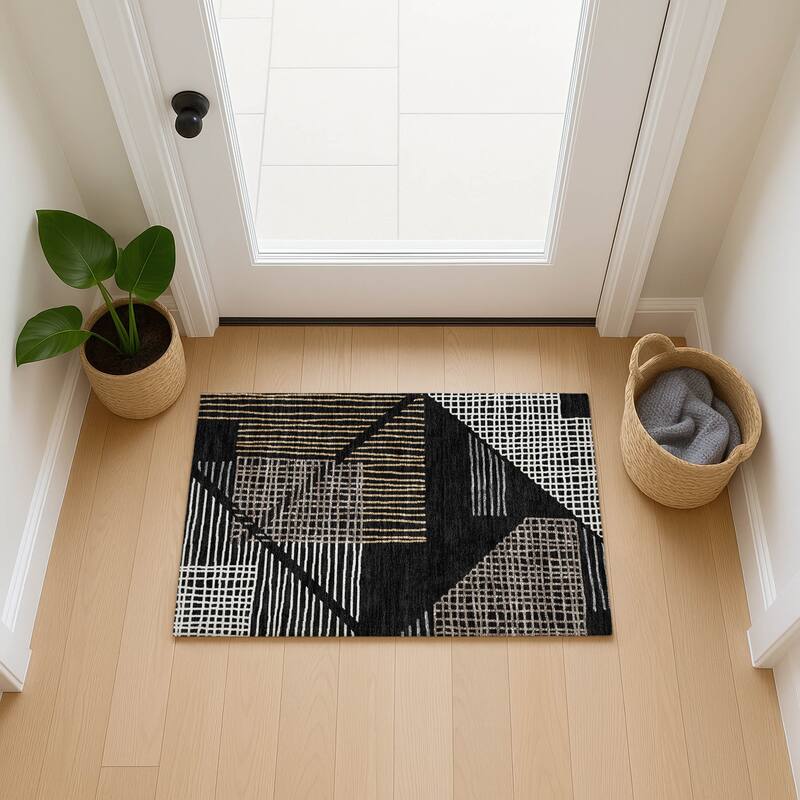 Machine Washable Indoor/ Outdoor Casual Contemporary Chantille Rug