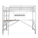 preview thumbnail 9 of 9, Full Size Loft Bed with Desk and Shelf, Sturdy Metal Frame, Silver