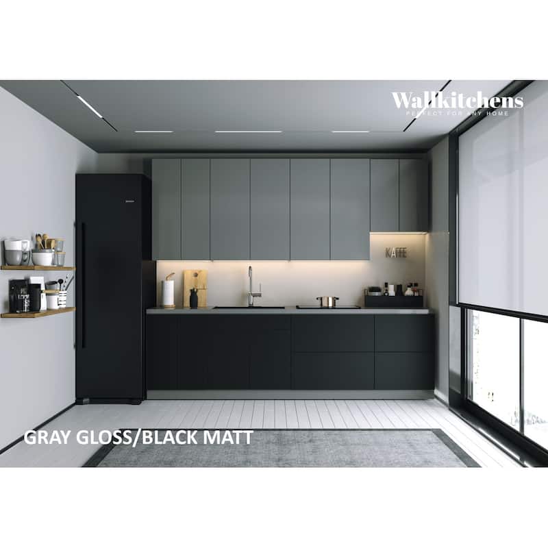 Kitchen Contemporary Collection Black & White Gloss Color Base Size 9.5Ft Wide - 114x24