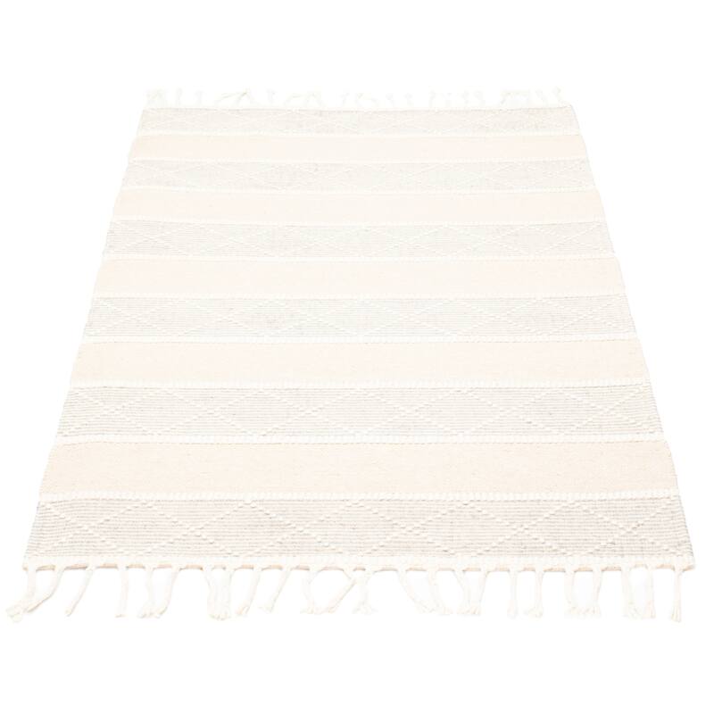 ECARPETGALLERY Braid weave Sienna Beige Wool Rug - 5'3 x 8'0