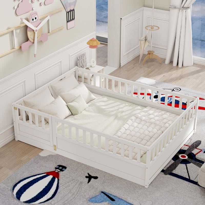 Full Size Floor bed with super high security barrier For children