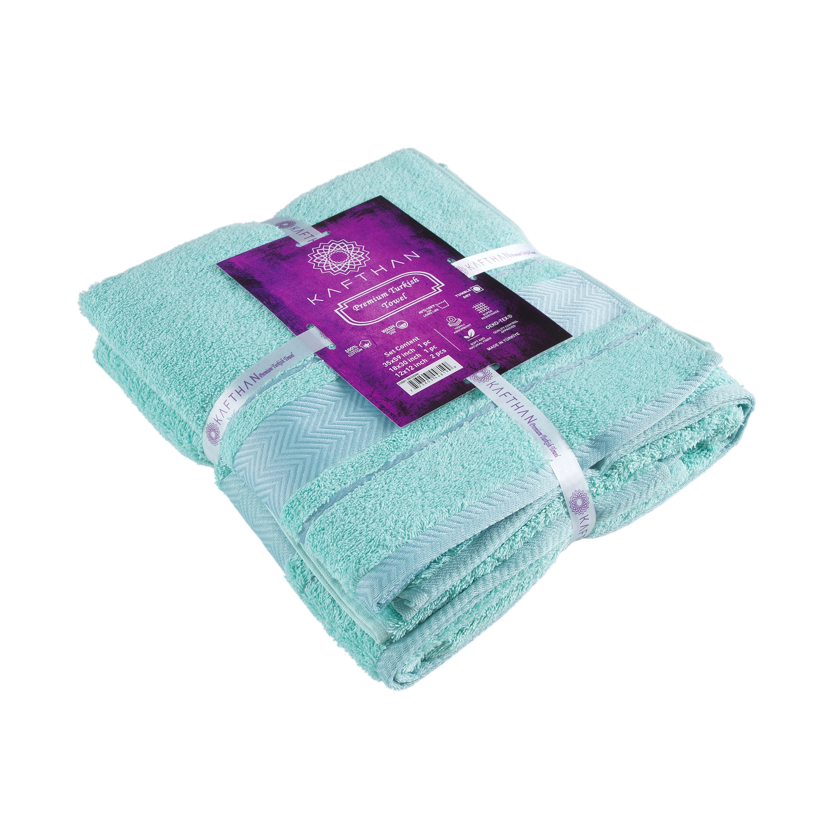 KAFTHAN Textile Fishbone Turkish Cotton Bath Towels (Set of 4) 59"L x