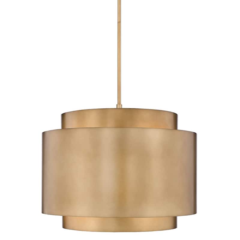 Z-Lite 739P32 Harlech 4 Light 33" Wide Drum Chandelier - Rubbed Brass