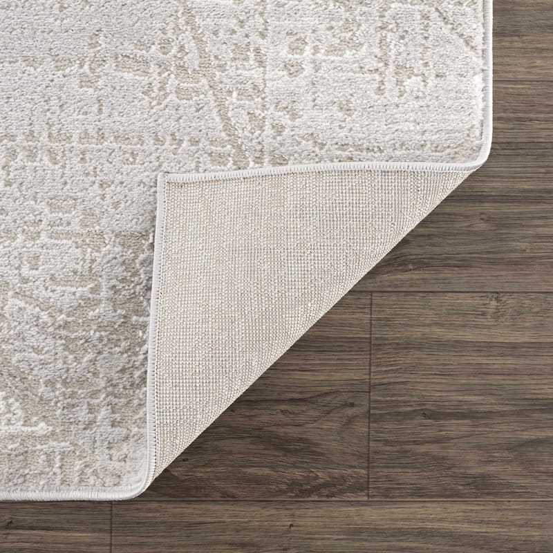 Hauteloom Calum Living Room, Bedroom Area Rug - Farmhouse - High Pile - Pink,Gray - 7'9" x 9'6"