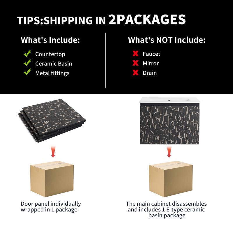 24'' Floating Wall-Mounted Bathroom Vanity With Ceramics Sink & Soft-Close Cabinet Door