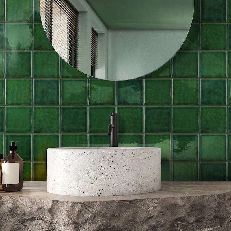 Merola Tile Viva Antic Verde 4" x 4" Ceramic Wall Tile - Case (48 Tiles)