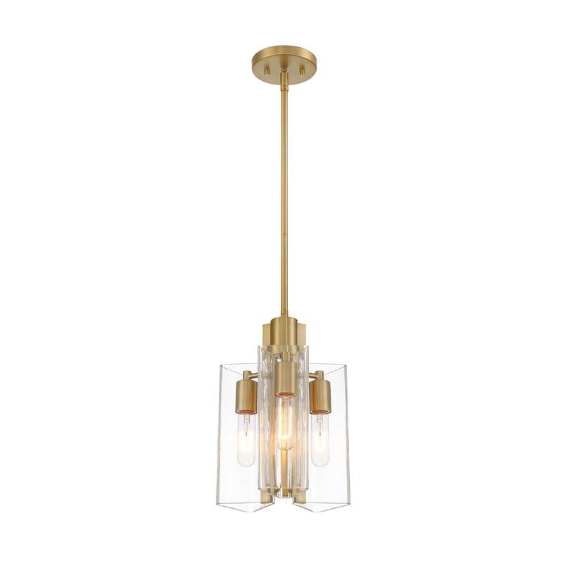 Latitude 9.5 in. 3-Light Brushed Gold Modern Pendant Light