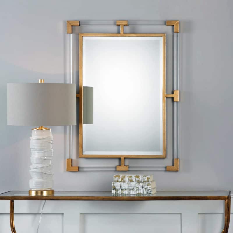 Uttermost Balkan Urban Modern Bathroom Mirror with Acrylic and Gold