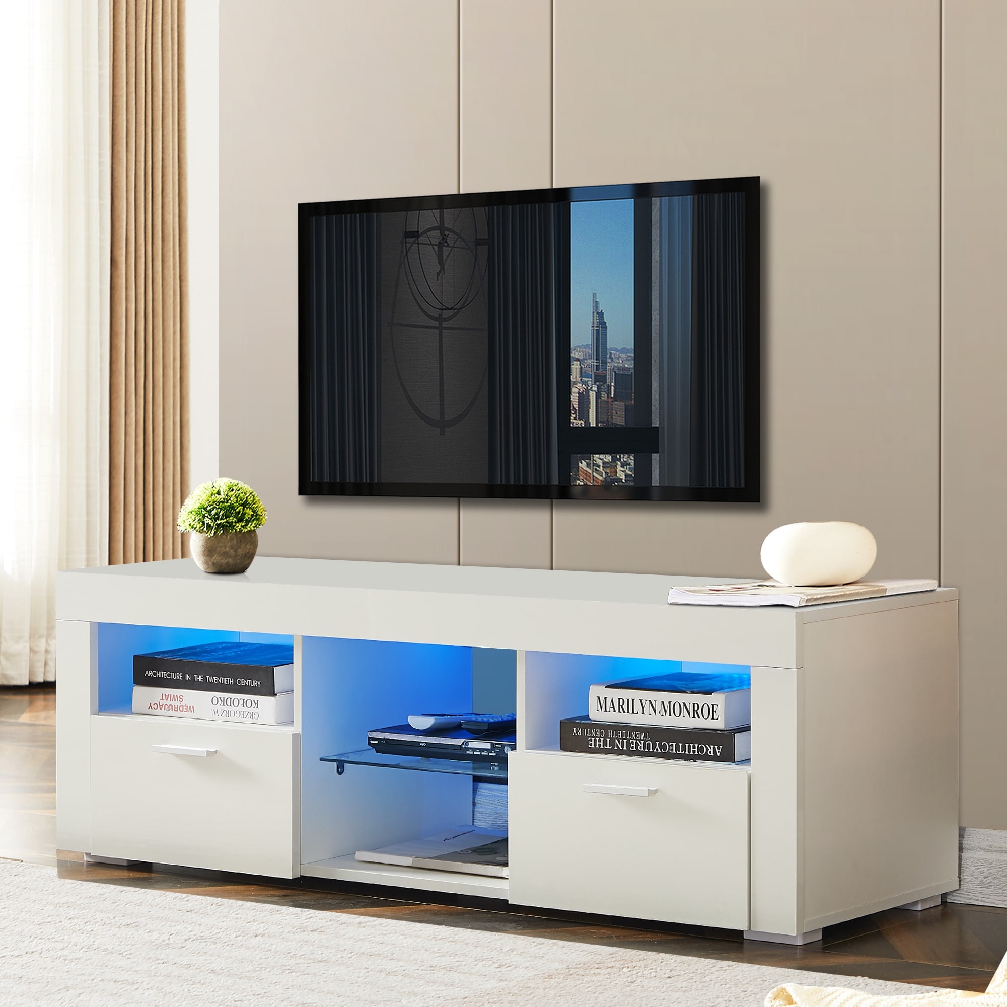 Mecor modern sales white tv stand