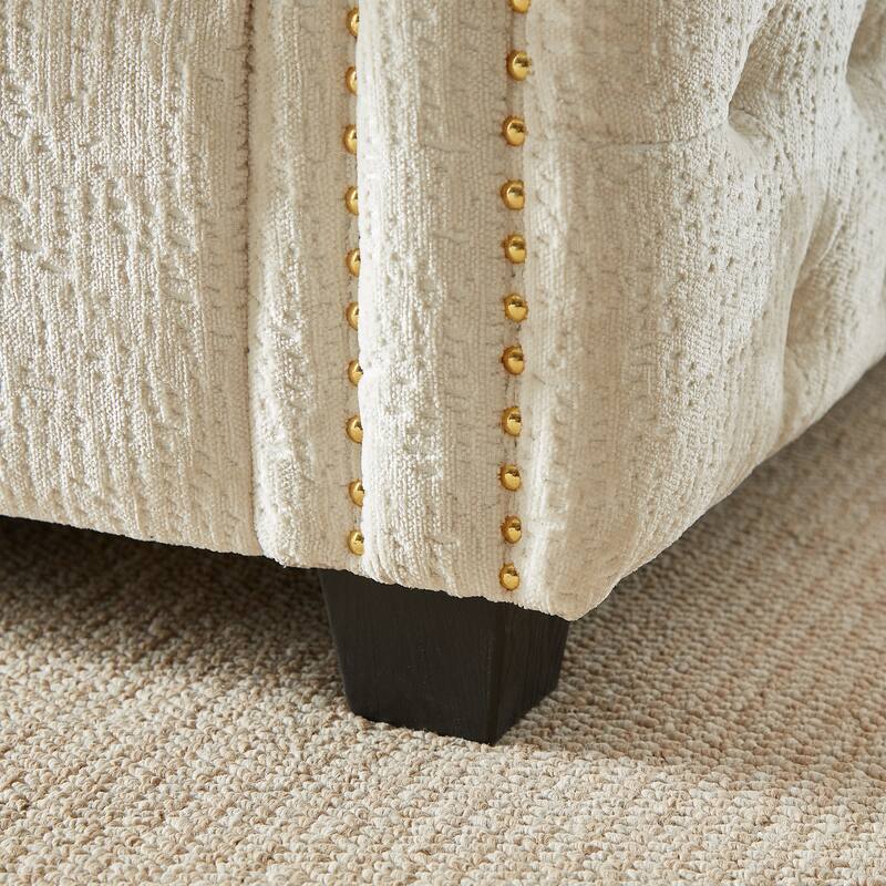 3-Seater Convertible Sleeper Sofa with Memory Foam - Chenille Fabric Couch for Living Rooms