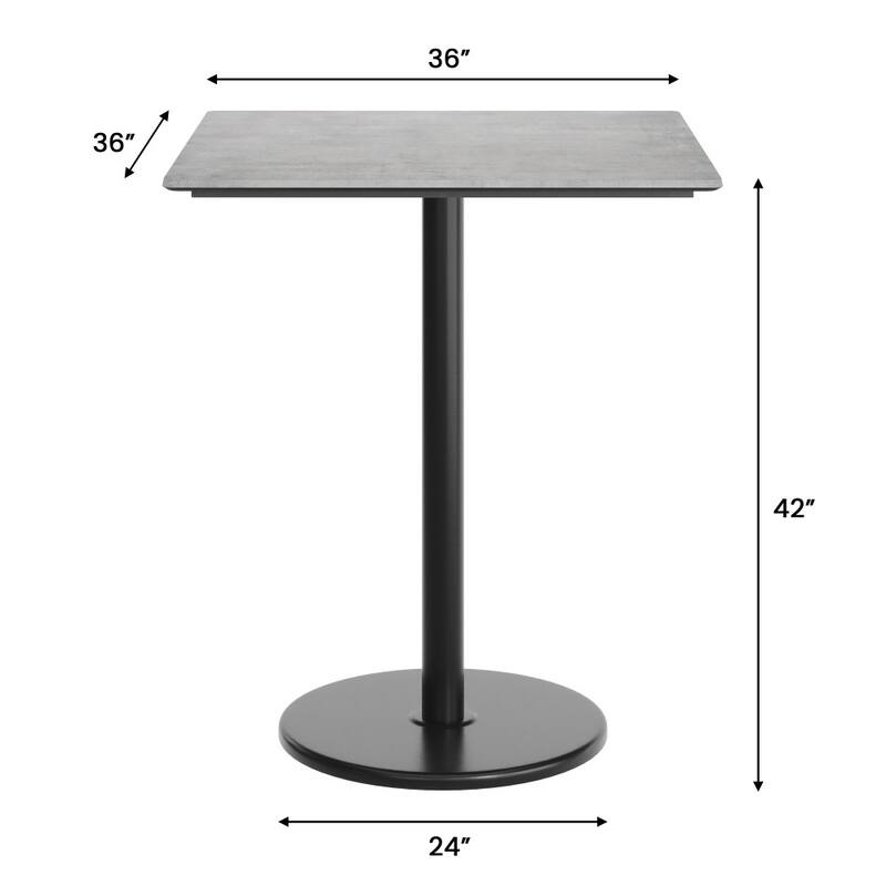 Commercial HPL Tabletop with Bar Height Round Base - 36"W x 36"D x 42"H