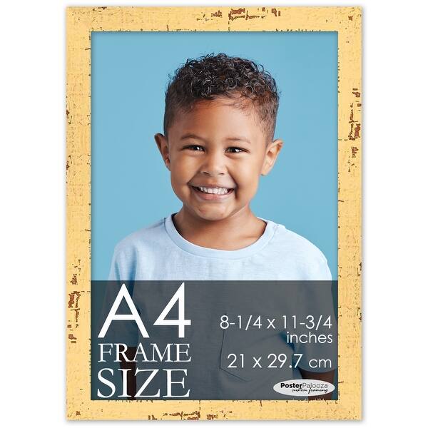 A4 Frame Yellow Rustic Farmhouse Wooden 8.25x11.75 Frame Shabby