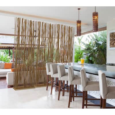 Single Panel Room Divider with Bamboo Branches Design - 28" W x 4" D x 78" H